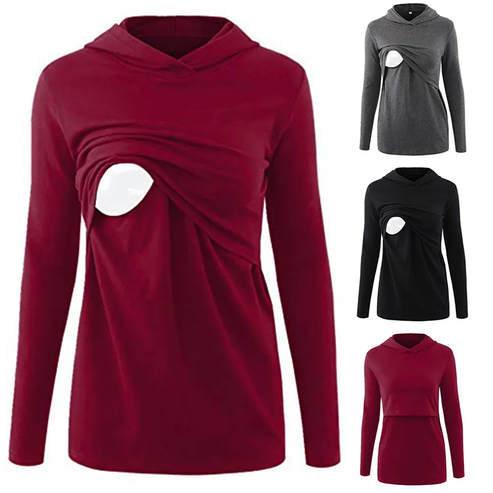 

ARLONEET Women's Nursing Hoodie Pregnancy Maternity Clothing Breastfeeding Tee Nursing Tops Striped long Sleeve T-shirt L0927