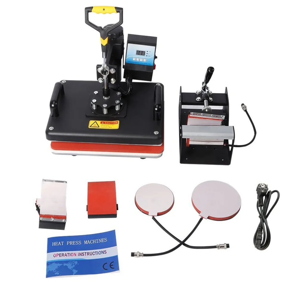 

5 In 1 Digital Heat Press Machine Printer Multifunctional Transfer Sublimation For T-Shirt Mug Cup Cap Plate Hat Heat Platen