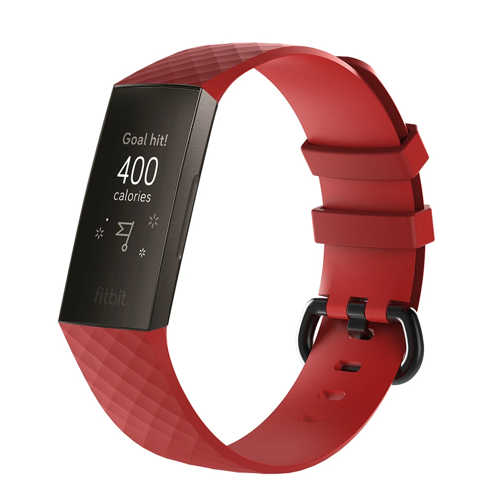 Силиконовый ремешок для Fitbit Charge3 Смарт часы браслет 3D алмаз текстуры отверстия