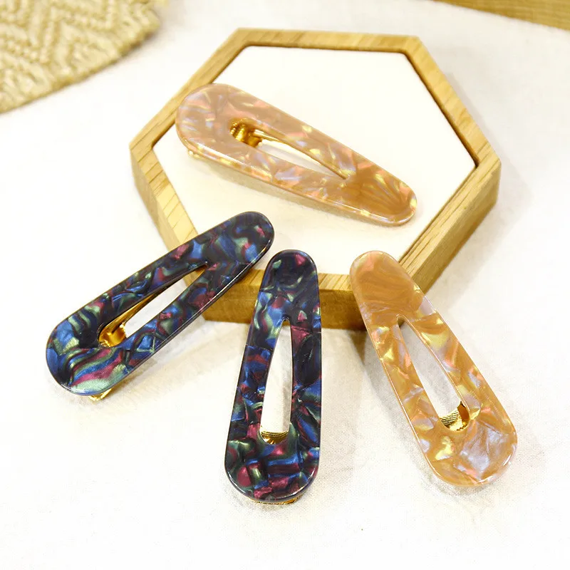 

New arrival Women's hair accessories hollow Acrylic hairpins girl's college style alloy hair clips for women fashion hairclips