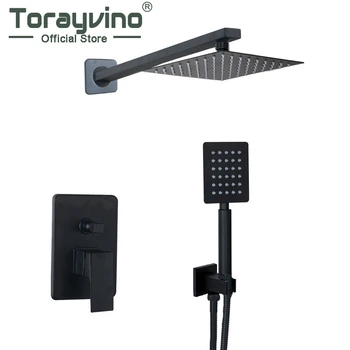 Bathroom Shower Set Head Black 8 Inch Wall Mounted Bathroom Rainfall Faucet Sets Shower Faucet & Hand Shower Set Bathroom Shower Set Head Black 8 Inch Wall Mounted Bathroom Rainfall Faucet Sets Shower Faucet & Hand Shower Set