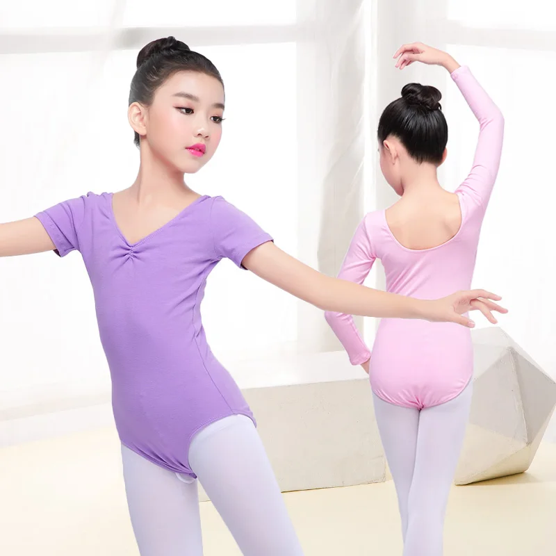 Girls Children Basic Cotton Ballet Dance Leotard Toddler Kids Gymnastics Leotard Open Crotch Closed Crotch Two Styles