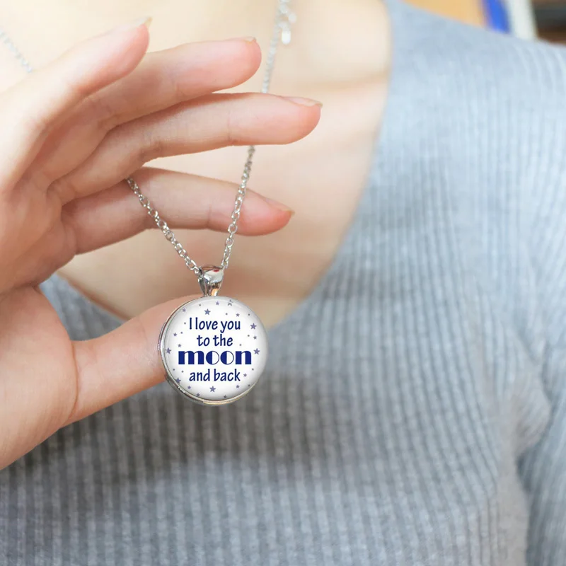 Custom Necklace,Famous Quote Pendant Necklace,I love you to the moon and back Jewelry,Best Friends gift idea