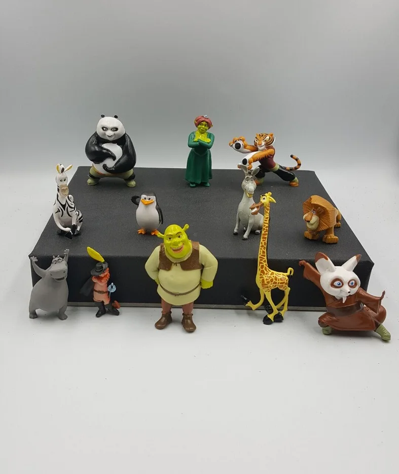 

DSN 12pcs/set Kung fu panda shrek Madagascar Toys PVC Model Action Figure Movies & TV Toys Kids Toys Gifts for Children