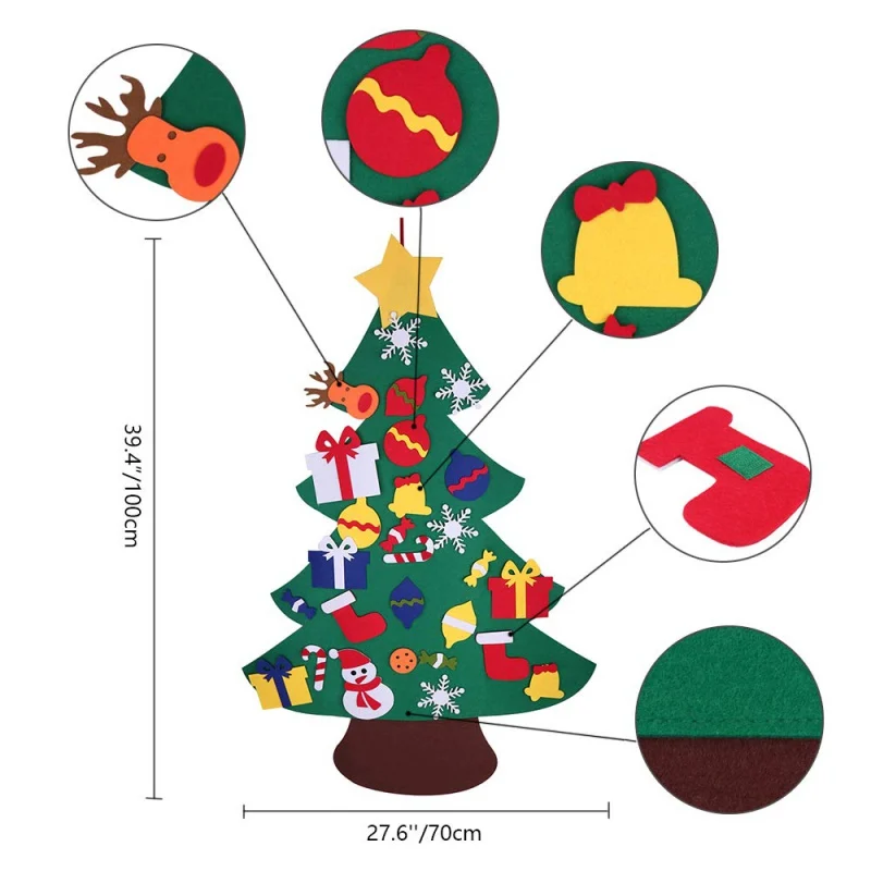 DIY рождественская елка наклейки на окна Милая Рождественская елка игрушка Экологичное нетканое Настенное подвесное украшение