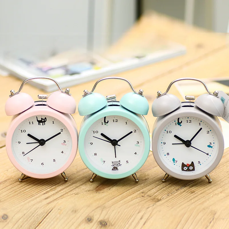 

TUDA Free Shipping 3 Inch Lovely Alarm Clock Home Desktop Ornaments Metal Clock Students Sleep Ringing Creative Alarm Clock