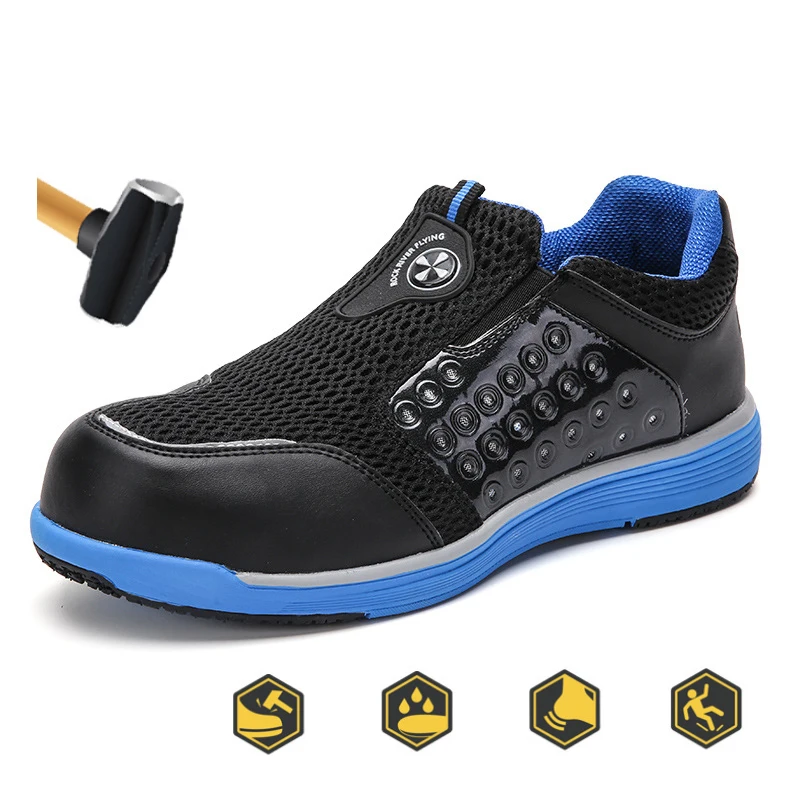 

Men Spring Light Breathable Deodorant Safety Work Shoes Steel Toe Safety Shoes Cap Protective Shoes Indestructible Shoes