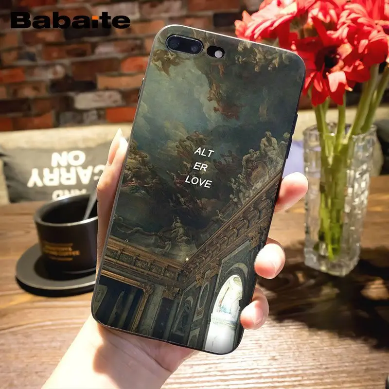 Babaite pintura al óleo artística frase corta inglesa funda de teléfono negra para Apple iPhone 8 7 6 6 S Plus X XS MAX 5 5S SE XR cubierta