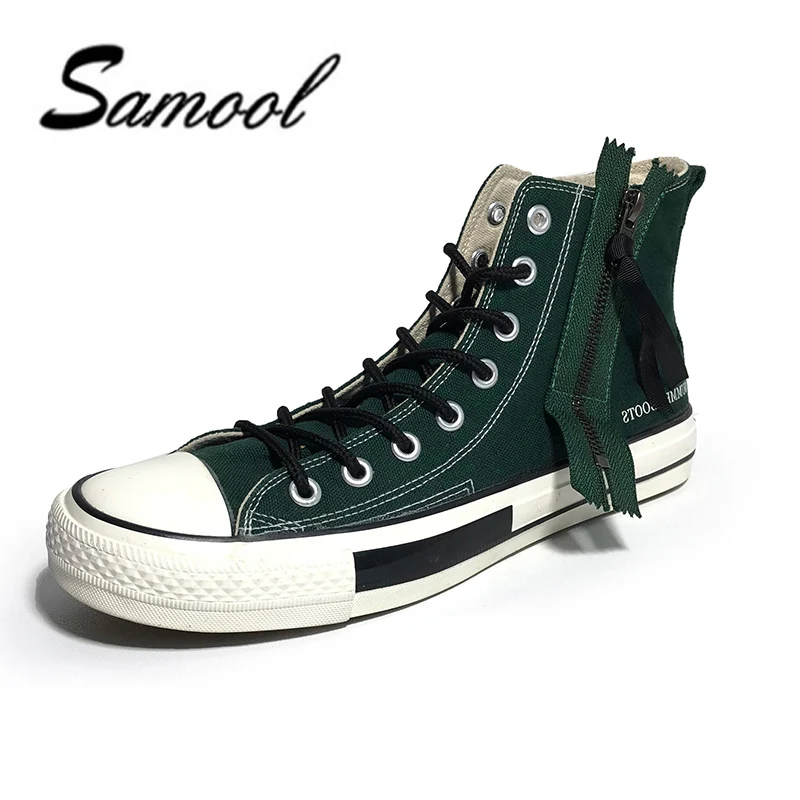 Fashion High Top Men's Zipper Outdoor Breathable Canvas Ankle Boots for