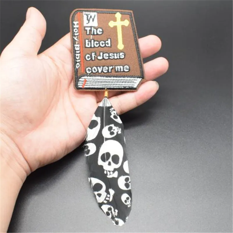 

Women Clothing diy embroidery iron on patch Book cross Skull Feather deal with it biker patches for clothes girl free shipping