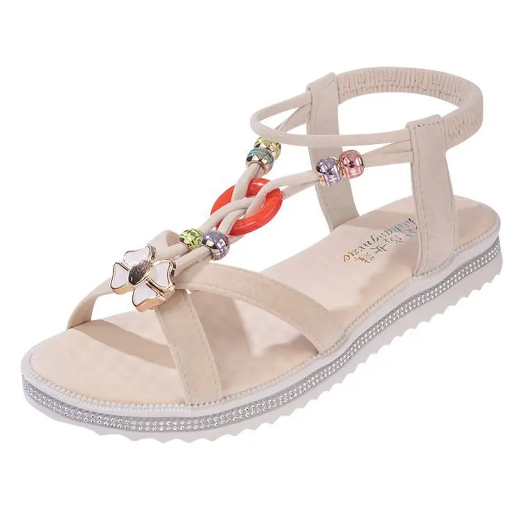 

2019 Summer Women's Shoes Flats casual sandals Bohemia shoes Non-slip beach sandals Metal flowers student sandals EUR35-40