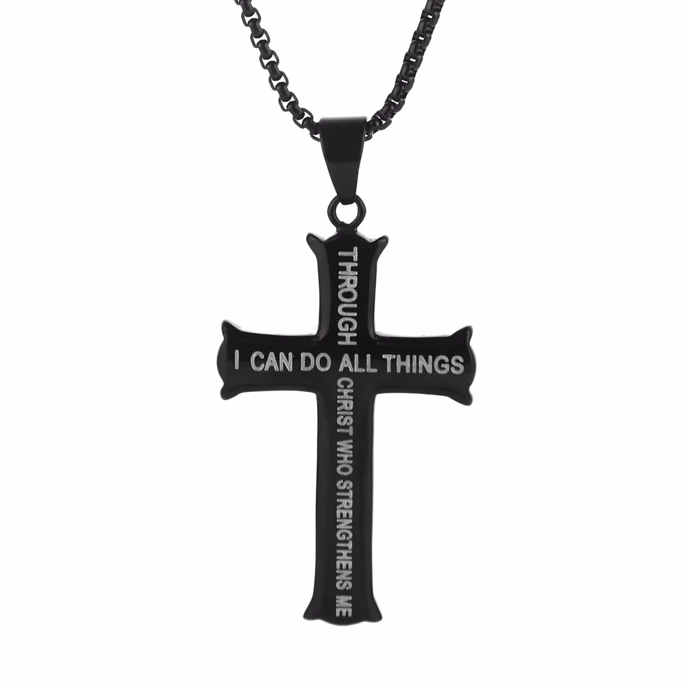 Witaya Black Iron Cross Necklaces Pendants Christian Jewelry Bible