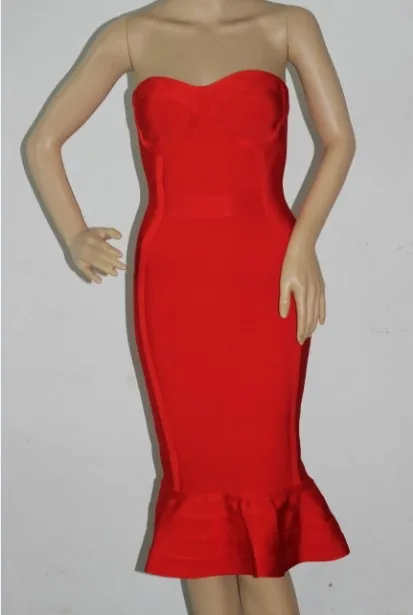 Высокое качество новые красные без бретелек Бандажное платье с расклешенным подолом дропшиппинг черный/платье телесного цвета+ костюм