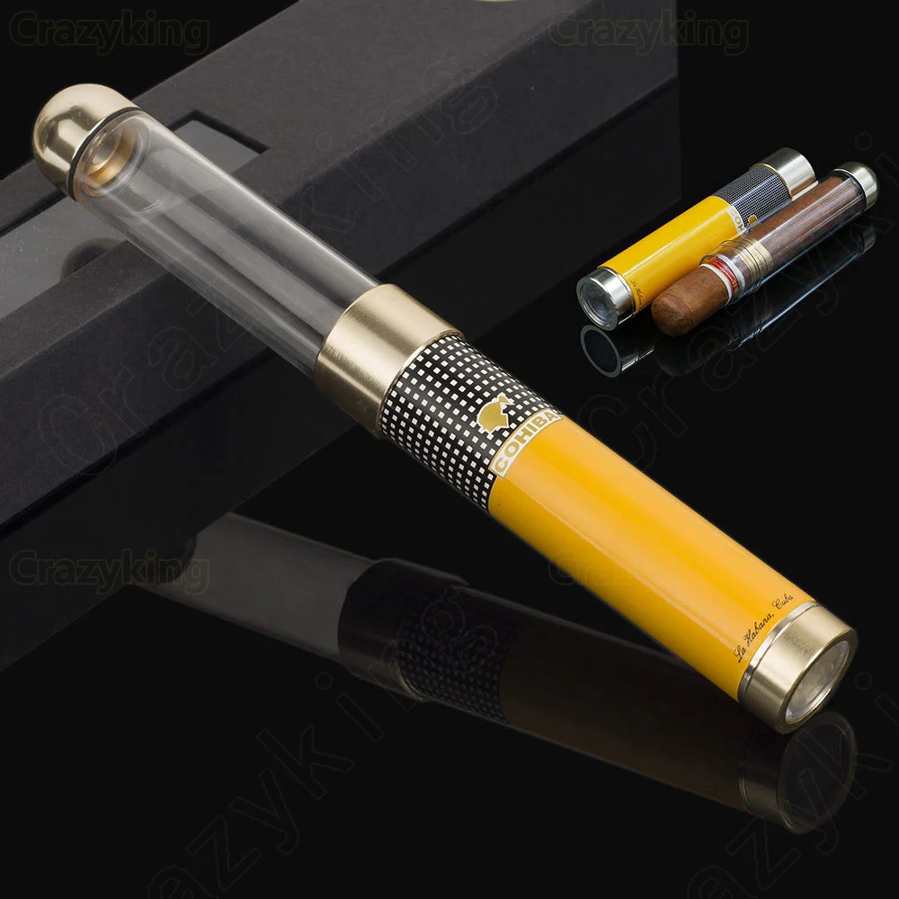 COHIBA Classic Flexible Antihunting Holder Travel Cigar Tube Humidor With Humidifier Punch