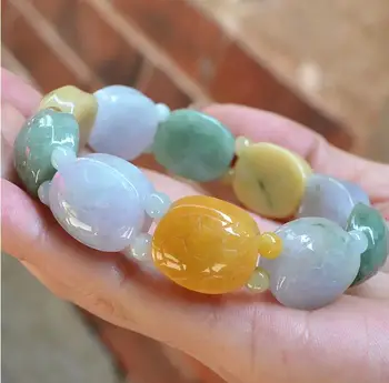

Natural A goods Jade Turtle shell bracelet three color jade Turtle shell Hand series Longevity turtle Bracelet