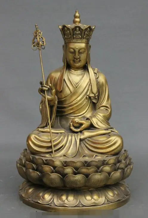 

S7255 20" Tibet Temple Pure Bronze Ksitigarbha Bodhisattva Hades Leader Buddha Statue D0318