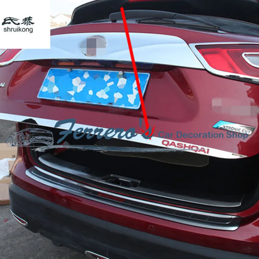

Free shipping 1pc car styling for 2016-2017 Nissan Qashqai Stainless Steel back rear trunk Protection decoration sequins