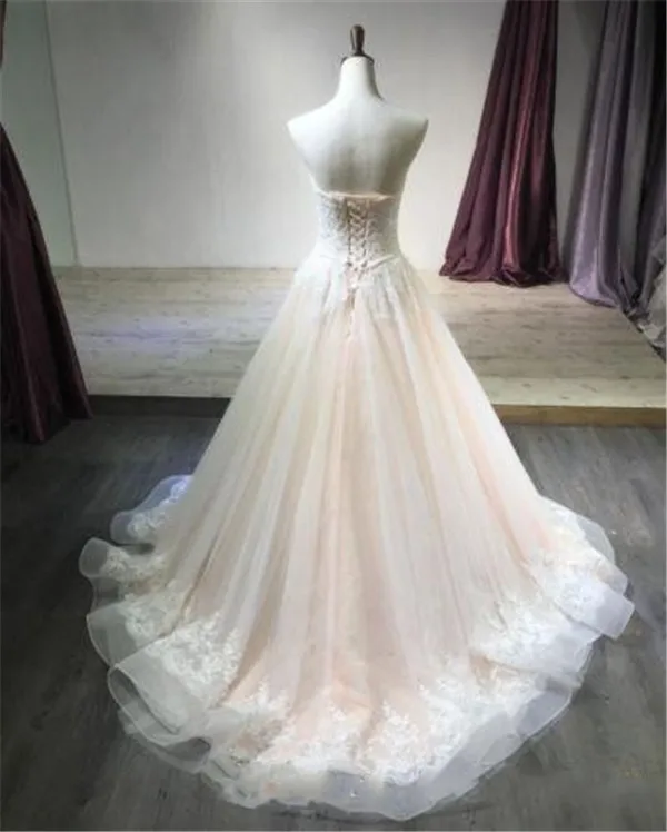 blush-pink-wedding-dresses-a-line-sweetheart-strapless-sleeveless-sweep-train-applique-sequins-lace-2019-beach-boho-wedding-bridal-gowns (3)