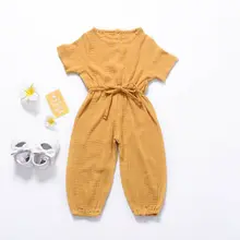Одежда для новорожденных и маленьких девочек; хлопковый комбинезон с короткими рукавами; комбинезон; комплект летней одежды; цельнокроеная Мягкая Милая одежда