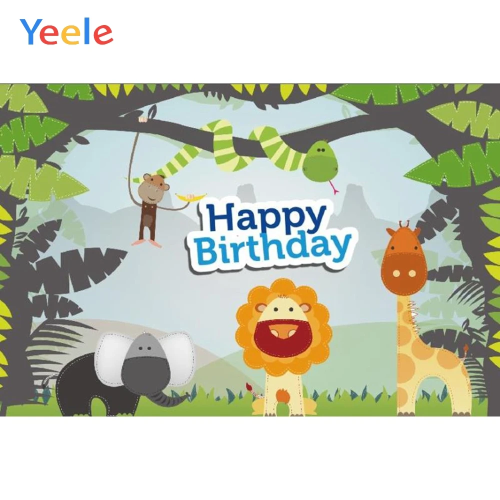 

Yeele Baby Cartoon Jungle Safari Themed Party Animals Birthday Party Photo Backgrounds Photography Backdrops For Photo Studio