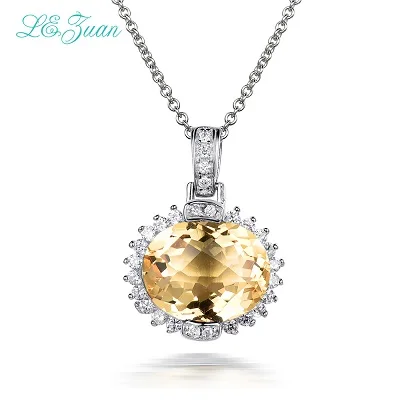 L& zuan 9.89CT натуральные ювелирные изделия с цитрином наборы для свадьбы 925 стерлингового серебра висячие серьги/кулон желтые ювелирные изделия с камнями