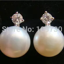 Ry00266 пара 10-11 мм природный южного моря белый жемчуг серьги