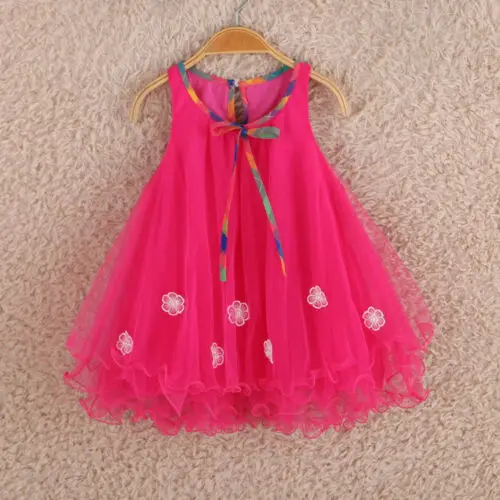 Летнее Тюлевое платье принцессы трапециевидной формы для маленьких девочек Праздничная пачка без рукавов