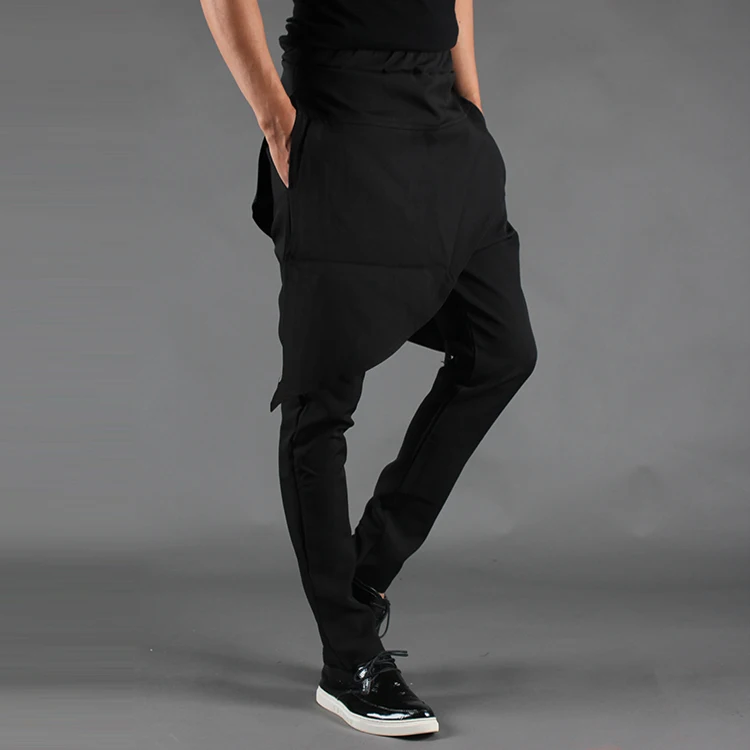 Весенние и летние мужские брюки xiebian персонализированные Асимметричные кюлоты свободные шаровары мужские брюки черные