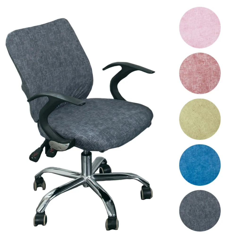 

Stretch Office Computer Chair Covers Spandex Split Seat Cover Universal Size Anti dust Washable Solid Armchair Cover