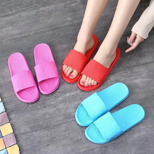 Summer New Pure Color Lovers Household Slippers Anti-slip Waterproof Slide Bathing Bathroom Men's And Women's Lovers Shower Slippers (13)