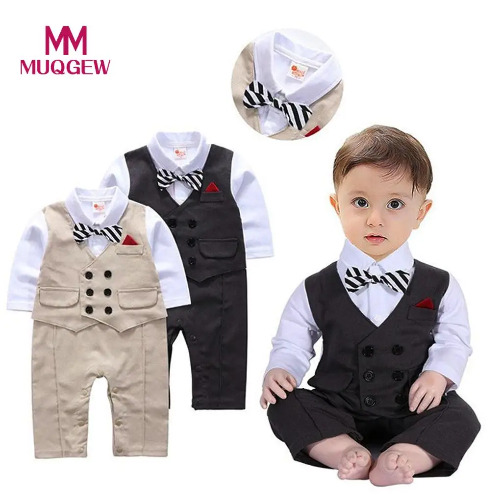 

MUQGEW Gentleman Newborn Toddler Baby Boy Bowtie Vest Long Sleeve T-Shirt Pants Wedding Suit Clothes Sets bebek giyim Spring