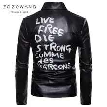 ZOZOWANG новые мотоциклетные байкерские куртки на молнии в стиле панк с граффити из искусственной кожи мужские повседневные черные куртки пальто Chaquetas Hombre