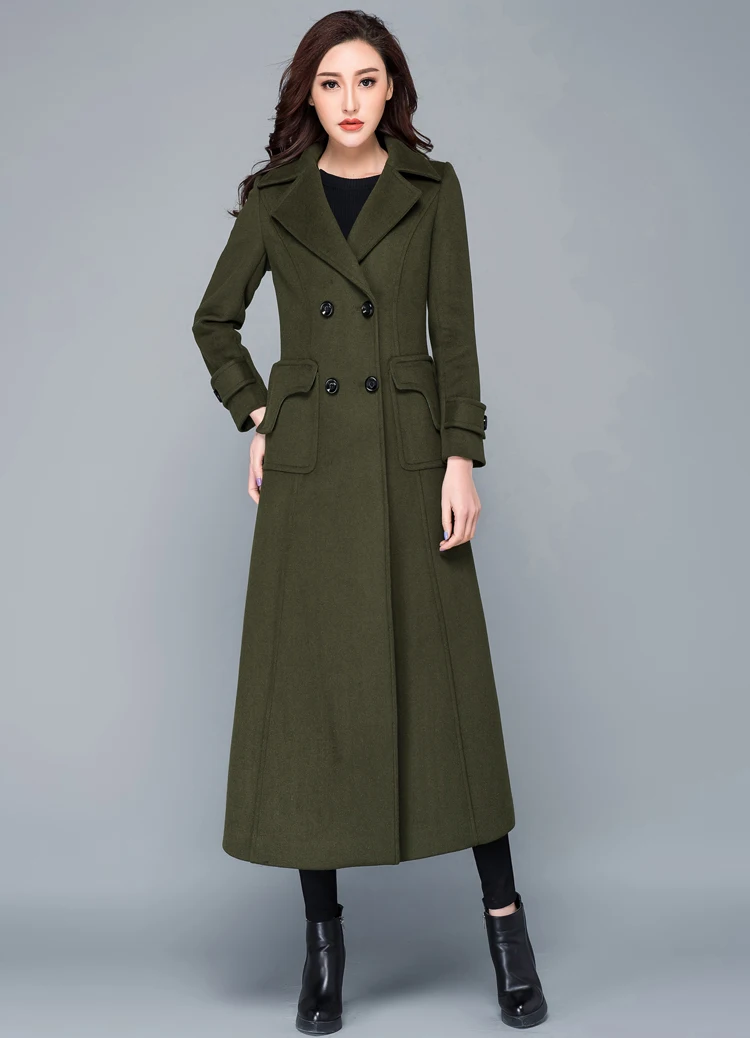 Женское кашемировое пальто, толстые зимние куртки, модная шерстяная куртка с карманами, супер длинное зимнее пальто, верхняя одежда, Женское пальто, 3XL, G412