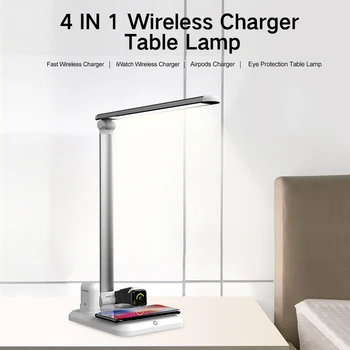 

BORUiT Multifunction LED Desk Lamp Wireless Charging for iphone iwatch airpods samsung QI Dimmable Desk Light Reading Lamp