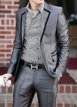 (Jacket+Pant) 2Pieces Handsome Men Suits Custome Homme Tuxedos Popular Blazer Men Bright Gray Terno Masculino Formal Ofice Suit