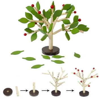 

Creative Wood Building Blocks Tree Set DIY Learning Educational 3D Wooden Assemble Toy for Home Decor(Green Leaves)