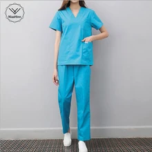Новая модная медицинская Униформа форма медсестры одежда короткий рукав пальто летняя рабочая одежда с коротким рукавом женская медицинская лаборатория
