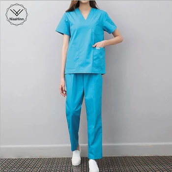 

New Fashion Medical Uniforms Nursing Scrubs Clothes Short Sleeve Coat Summer Short Sleeve Work Wear Uniform Women Medical lab