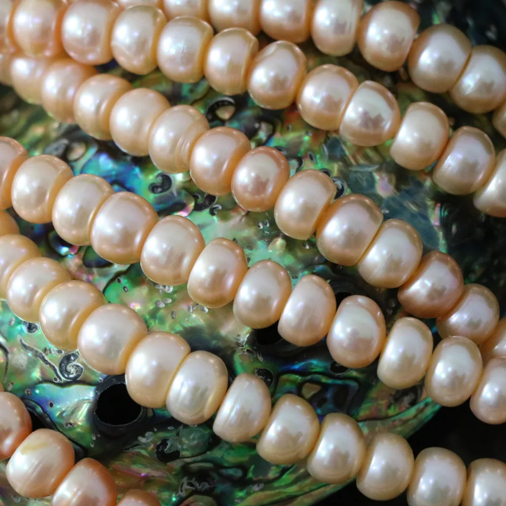 High quality orange 9-10mm natural freshwater pearl abacus beads hot sale women diy Fashion loose jewelry 15inch B1387