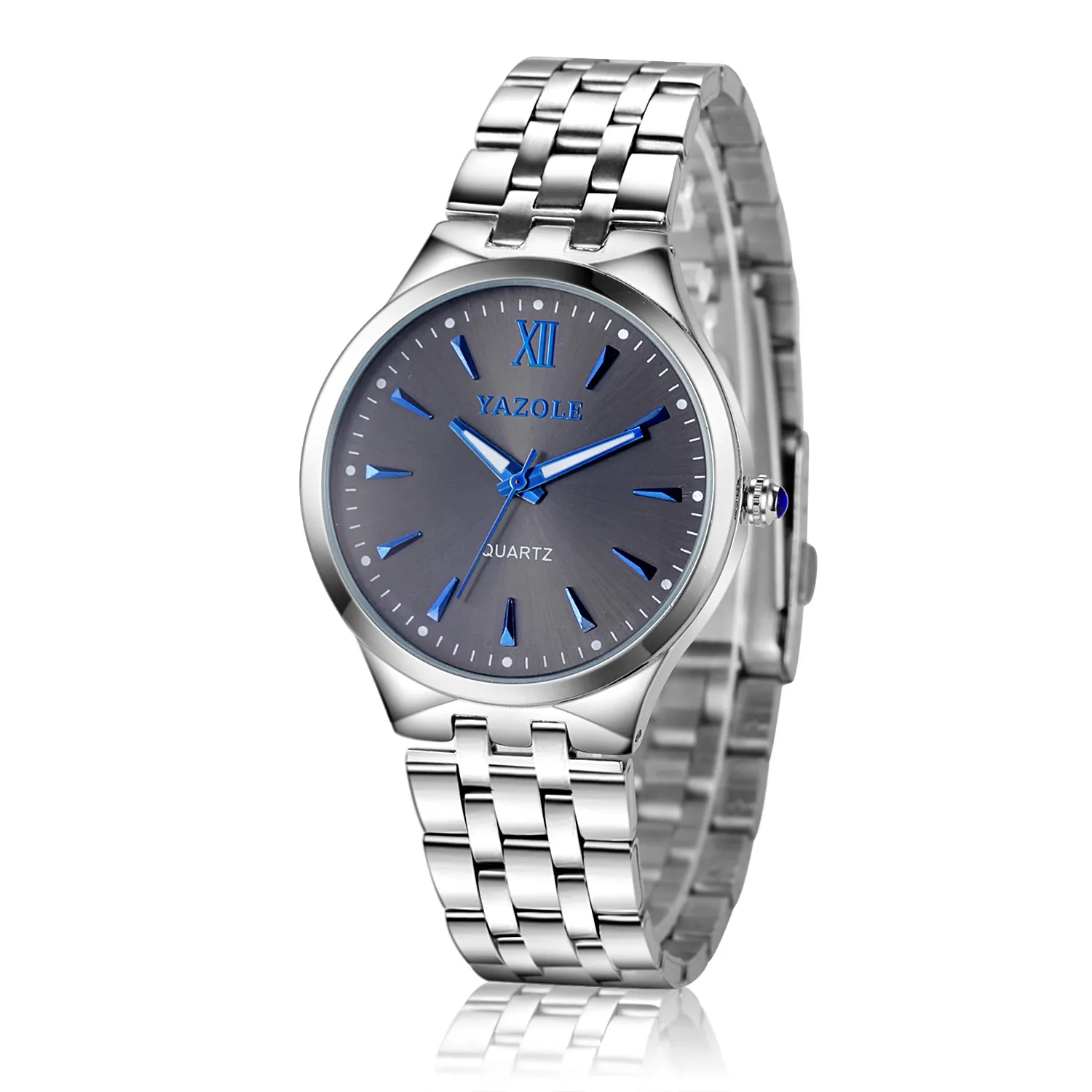 

Men Watch Fashion Stainless Steel Blue Pointer Quartz Wrist Watch relojes para hombre heren horloge zegarek mski orologio uomo