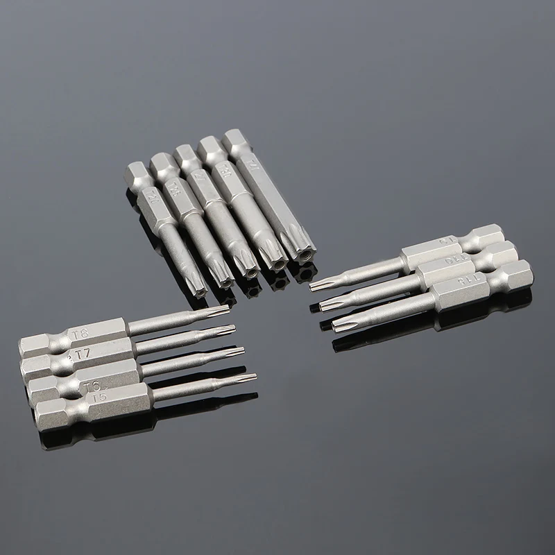 12pcs 50mm Installed 50mm St5-t40 Torx Magnetic Plum Batch Head Screwdriver Bit Sandblasted combination of chrome vanadium steel 12pcs 50mm Installed 50mm St5-t40 Torx Magnetic Plum Batch Head Screwdriver Bit Sandblasted combination of chrome vanadium steel