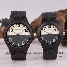 Couple Watch Men Wooden Quartz  Watches Ladies Male Bamboo relogio feminino erkek kol saati Big dial Fabric strap in Gifts box 