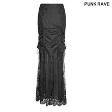 Готический винтажный композитный с кружевами длиной до лодыжки юбка русалки осенние черные длинные кружевные юбки "рыбий хвост" праздничная одежда панк Рейв Q-272