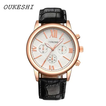 

OUKESHI Waterproof Men's Watches Leather Watchband Top Luxury Brand Males Chronograph Quartz Clock Wrist Watch Relogio Masculino