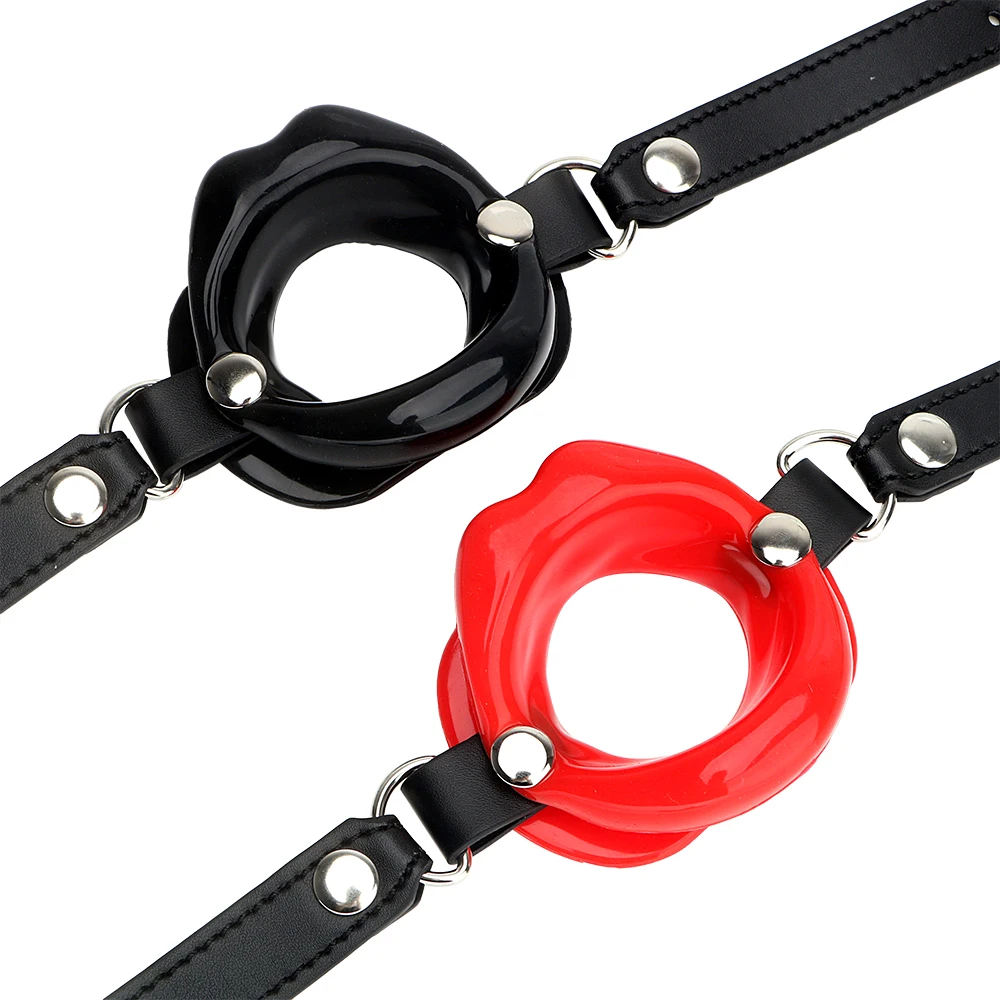 Sex Toys IKOKY Sex Toys For Couples SM Bondage Open Mouth Gag O Ring Oral Fixation Rubber Lips Adult Product Fetish Restraints Leather