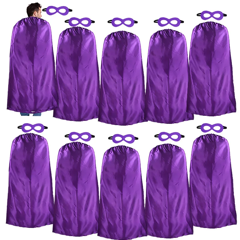 

10 Packs SPECIAL140*90 cm Adult Purple Costume Cape And Mask Set College Student Costume Cosplay Carnival Gift