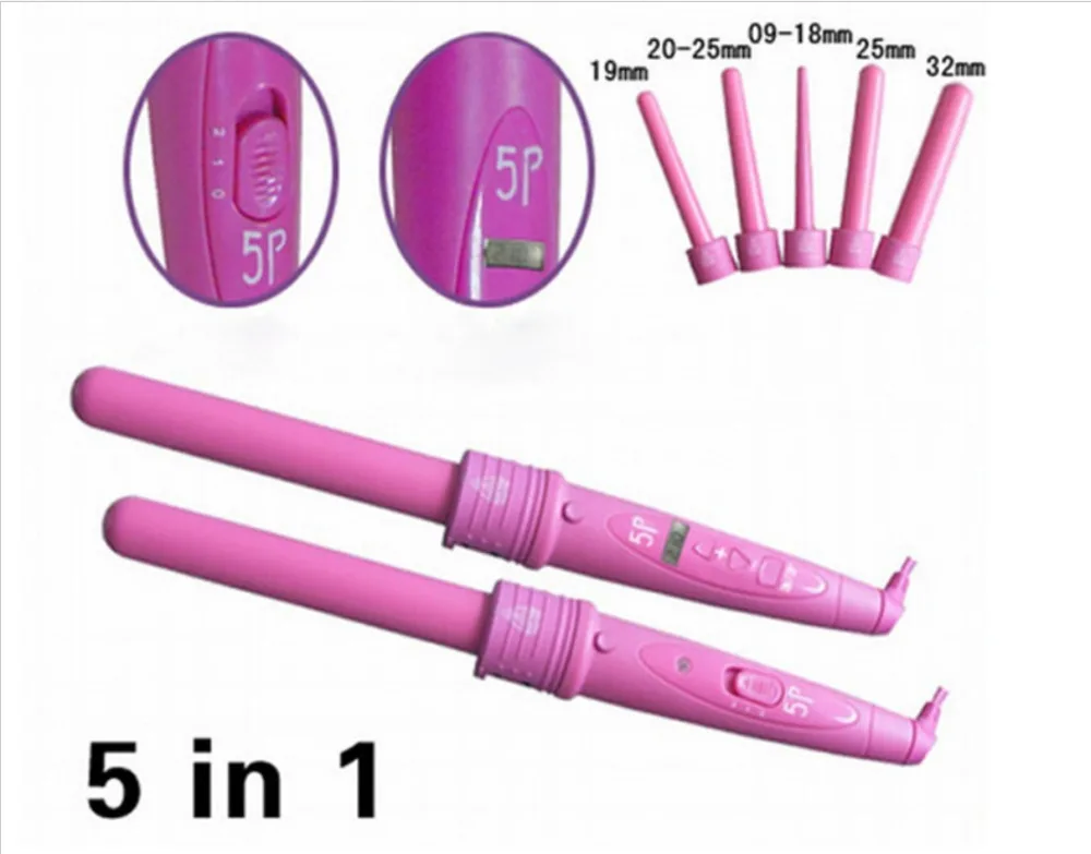Best 5 In 1 Hair Curling Iron Wand Kit 5 Size Ceramic Barrel Big