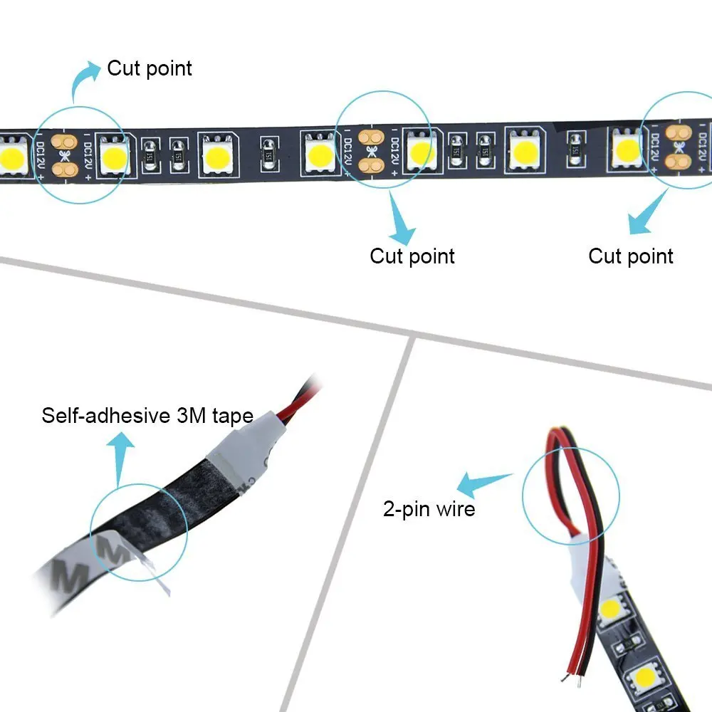 Mokungit 50 м 300 светодиодов 5050 SMD теплый белый светодиод Гибкая Газа лента Light Black pcb DC12V не Водонепроницаемый для домашний сад