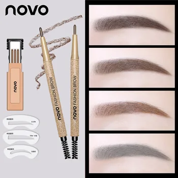 

3pcs/lot NOVO Brow Makeup Set Eyebrow Pen + Refill + Eyebrow Stencils 4 Color Optional Long Lasting Eye Brow Pencil