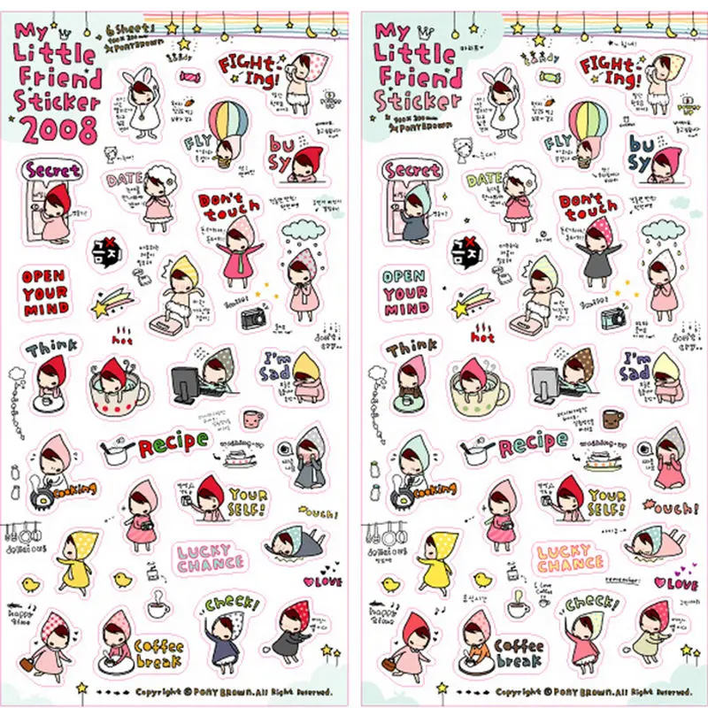 Милые 6 листов/Набор DIY Корейский мультфильм мой маленький друг бумажные наклейки для декоративные для мобильного телефона наклейки s